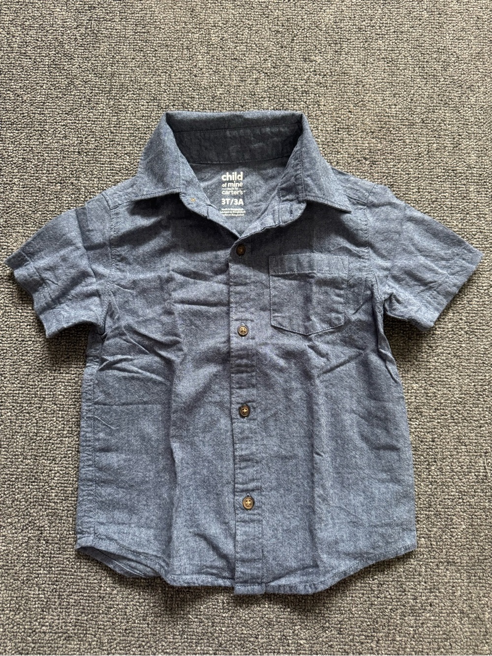 Carter's Toddler Kid Heathered Blue Short-Sleeve Button-Down Shirt